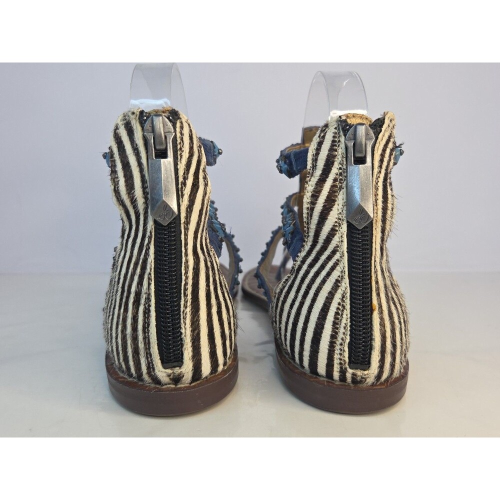 Sam Edelman 'GREYSON' Turquoise Studded Blue Leather Sandal Cowhide Backheel 7.5 - Picture 3 of 11